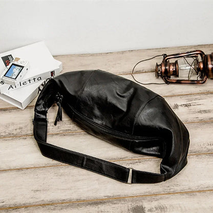 New Korean Style Men Shoulder Personality Dumpling Soft PU Leather CrossBody Casual Travel Bag For Male
