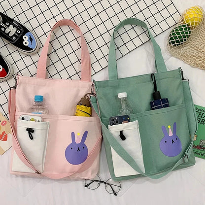 New Korean version of student messenger cute girl canvas shoulder simple large capacity handbag