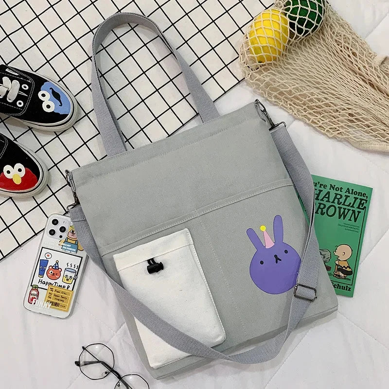 New Korean version of student messenger cute girl canvas shoulder simple large capacity handbag