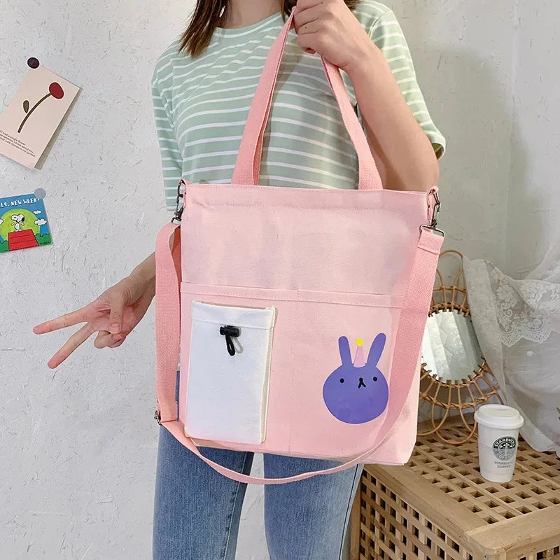 New Korean version of student messenger cute girl canvas shoulder simple large capacity handbag