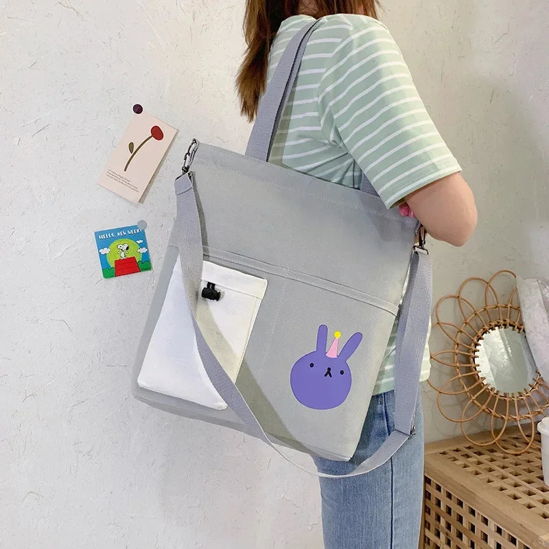New Korean version of student messenger cute girl canvas shoulder simple large capacity handbag