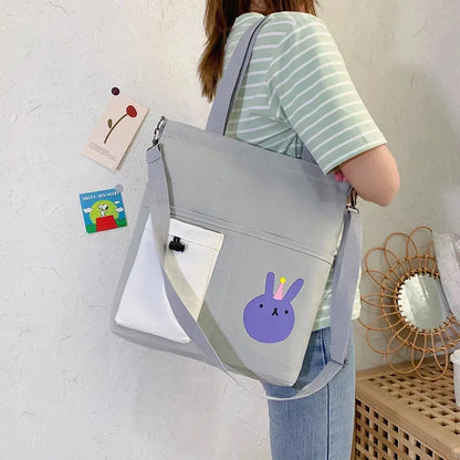 New Korean version of student messenger cute girl canvas shoulder simple large capacity handbag