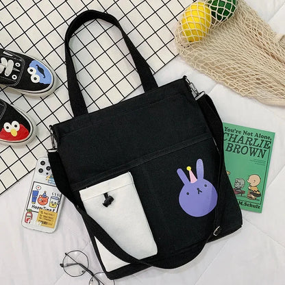 New Korean version of student messenger cute girl canvas shoulder simple large capacity handbag