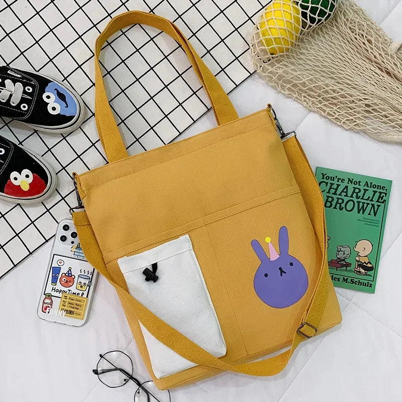 New Korean version of student messenger cute girl canvas shoulder simple large capacity handbag