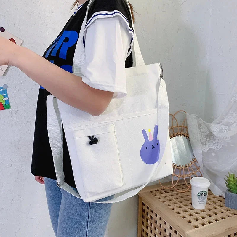 New Korean version of student messenger cute girl canvas shoulder simple large capacity handbag