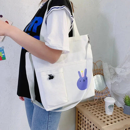 New Korean version of student messenger cute girl canvas shoulder simple large capacity handbag