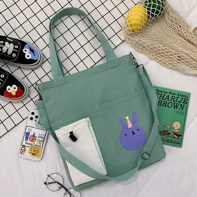New Korean version of student messenger cute girl canvas shoulder simple large capacity handbag