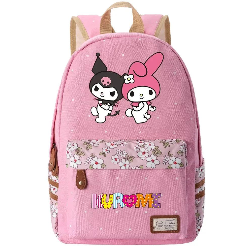 New Kuromi My Melody Boy Girl Kids School Book Bags Women Bagpack Teenagers Schoolbags Canvas Travel Laptop Backpack