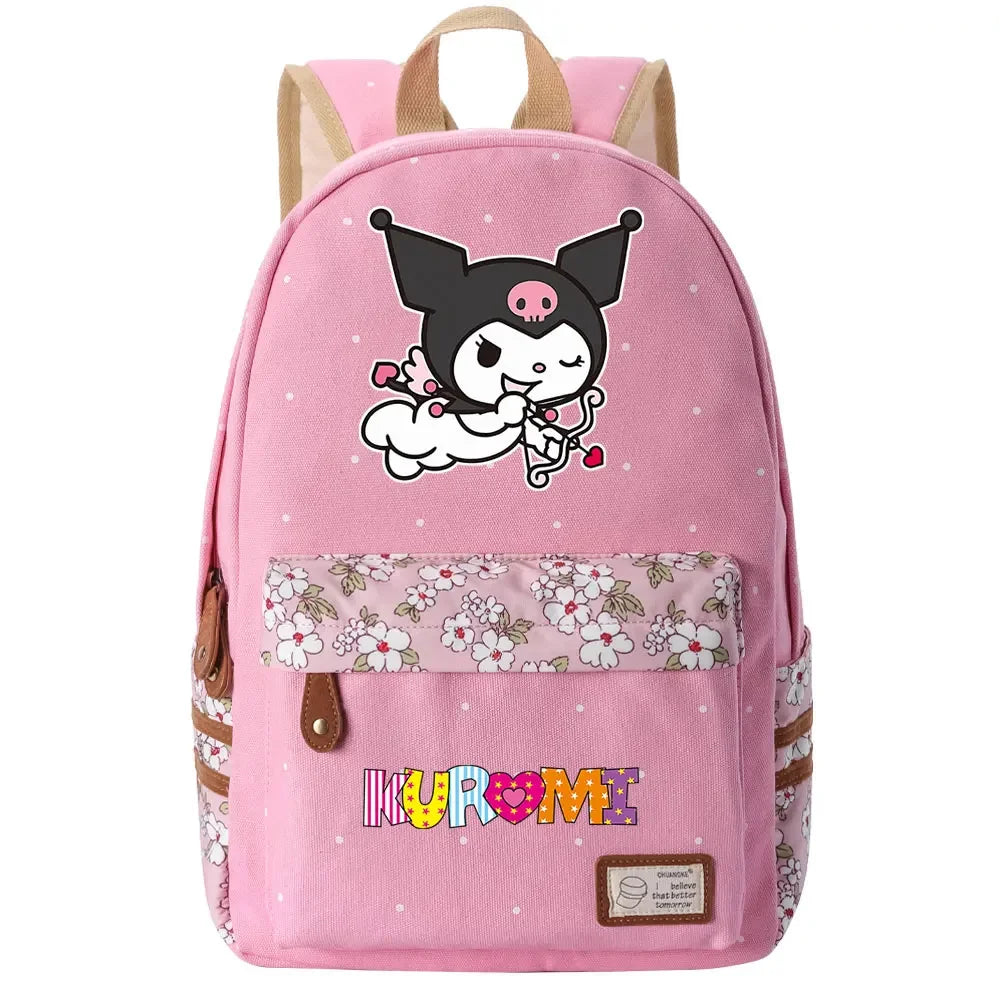 New Kuromi My Melody Boy Girl Kids School Book Bags Women Bagpack Teenagers Schoolbags Canvas Travel Laptop Backpack