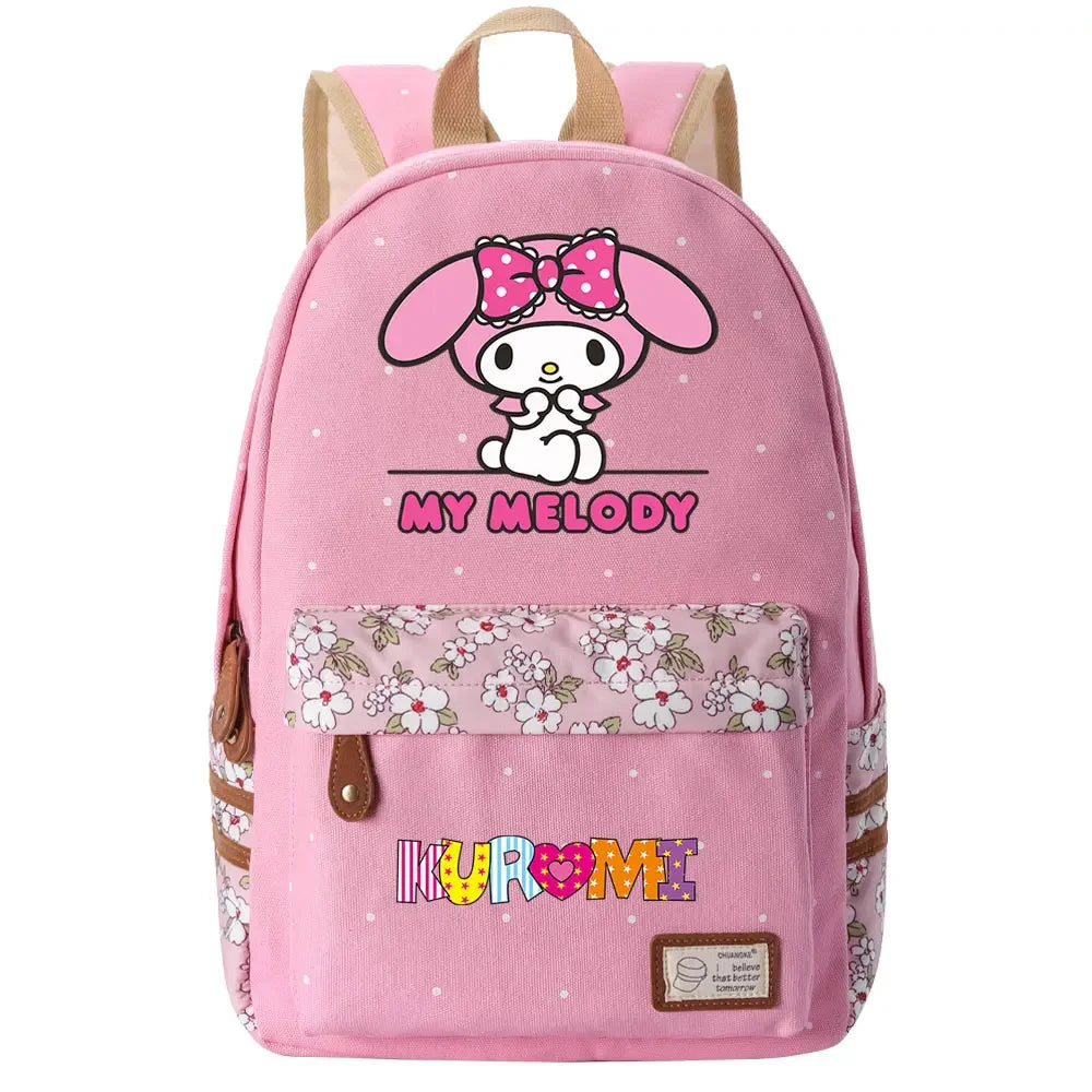 New Kuromi My Melody Boy Girl Kids School Book Bags Women Bagpack Teenagers Schoolbags Canvas Travel Laptop Backpack