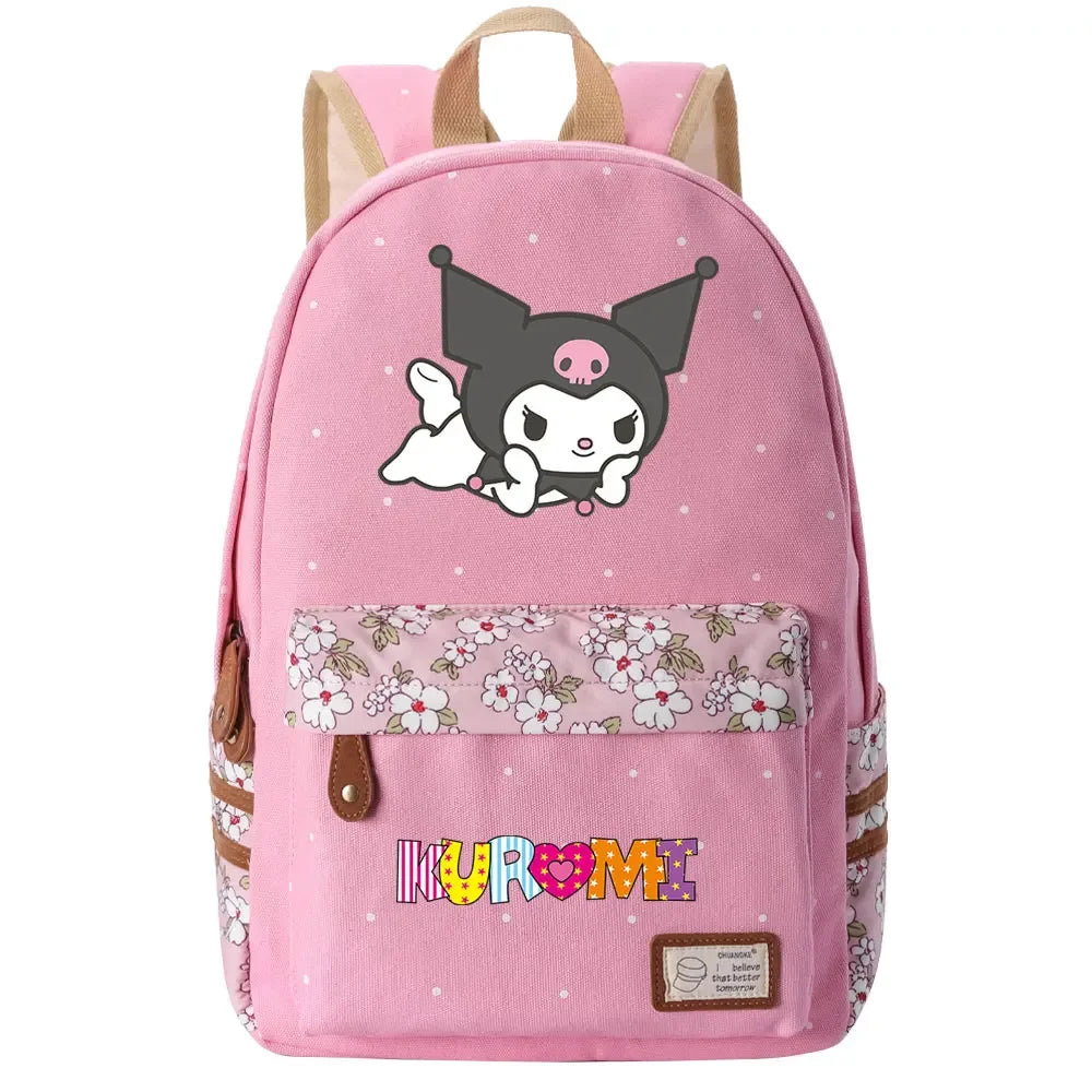New Kuromi My Melody Boy Girl Kids School Book Bags Women Bagpack Teenagers Schoolbags Canvas Travel Laptop Backpack