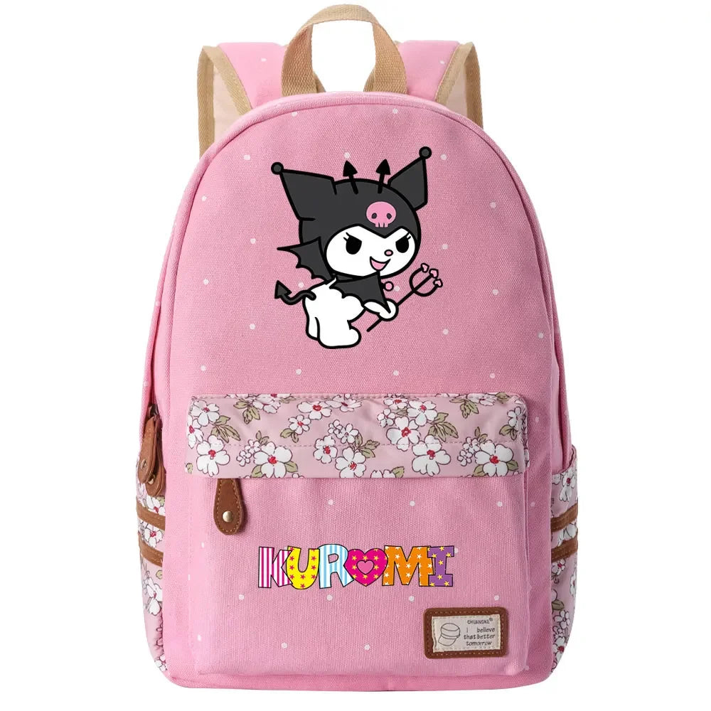 New Kuromi My Melody Boy Girl Kids School Book Bags Women Bagpack Teenagers Schoolbags Canvas Travel Laptop Backpack