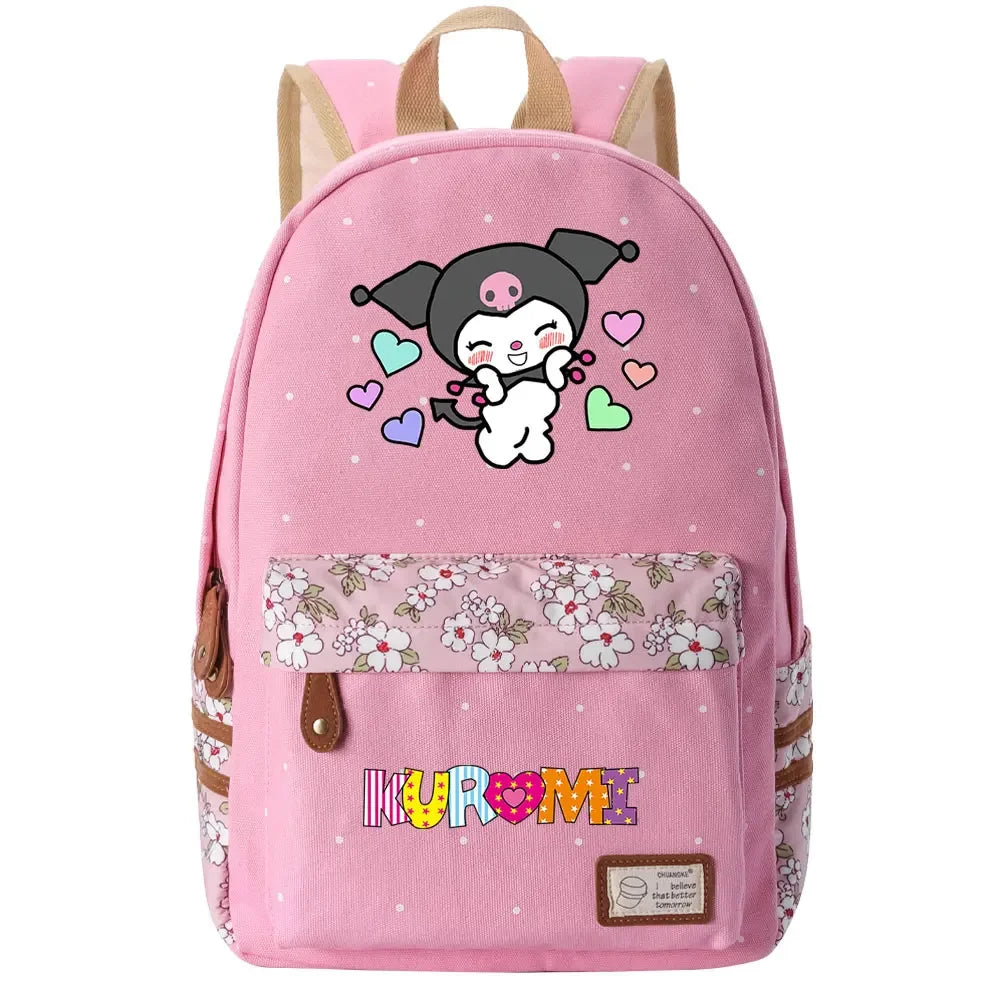 New Kuromi My Melody Boy Girl Kids School Book Bags Women Bagpack Teenagers Schoolbags Canvas Travel Laptop Backpack