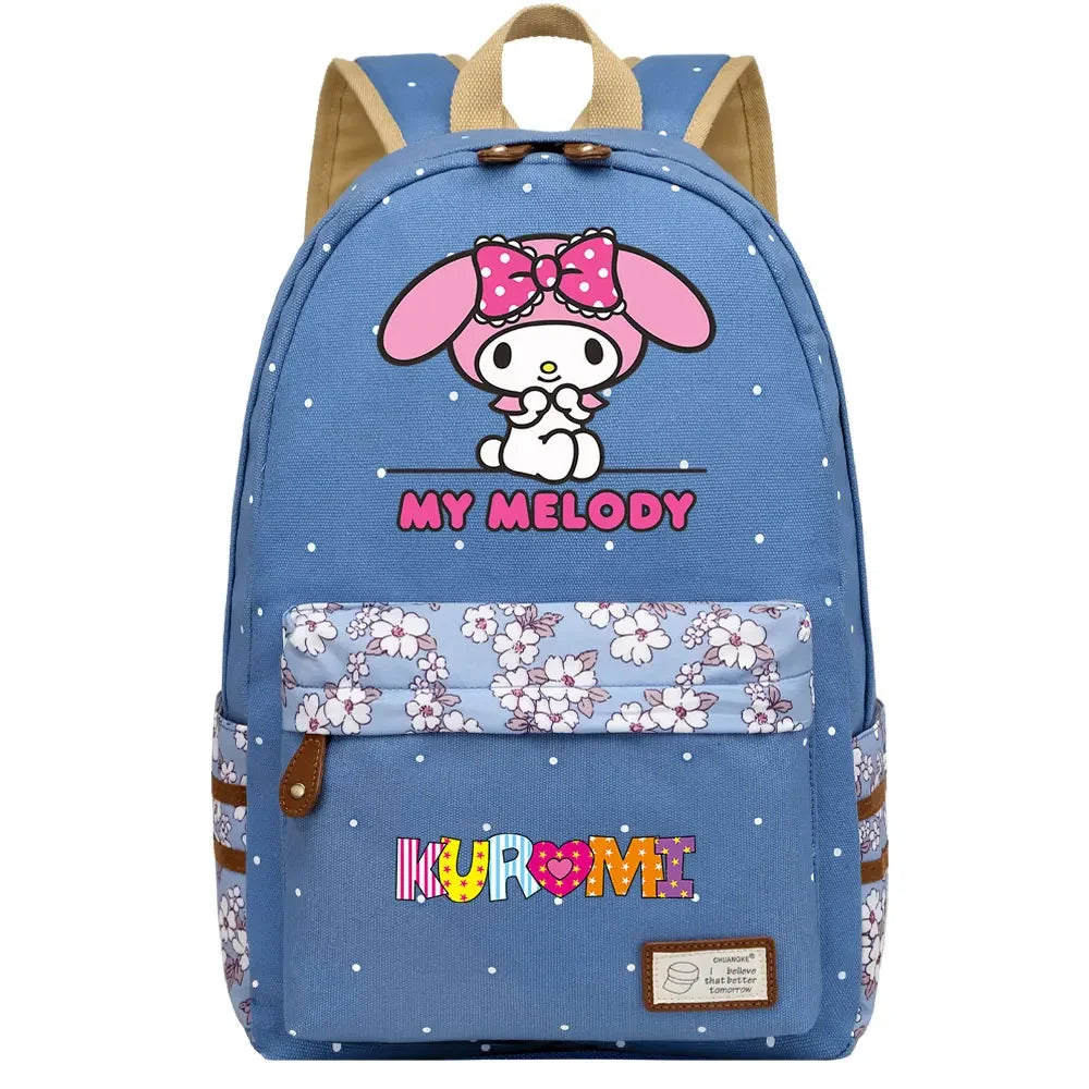 New Kuromi My Melody Boy Girl Kids School Book Bags Women Bagpack Teenagers Schoolbags Canvas Travel Laptop Backpack