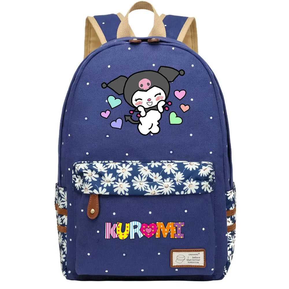 New Kuromi My Melody Boy Girl Kids School Book Bags Women Bagpack Teenagers Schoolbags Canvas Travel Laptop Backpack