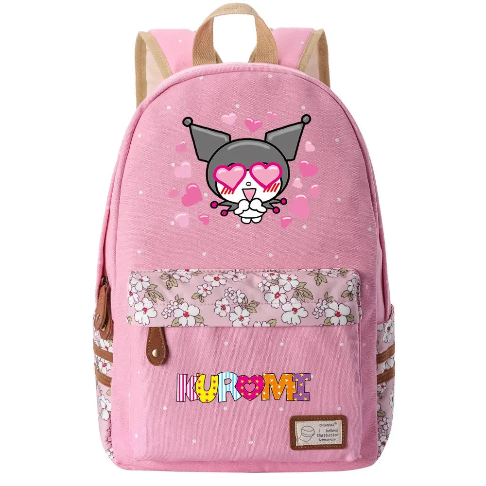 New Kuromi My Melody Boy Girl Kids School Book Bags Women Bagpack Teenagers Schoolbags Canvas Travel Laptop Backpack
