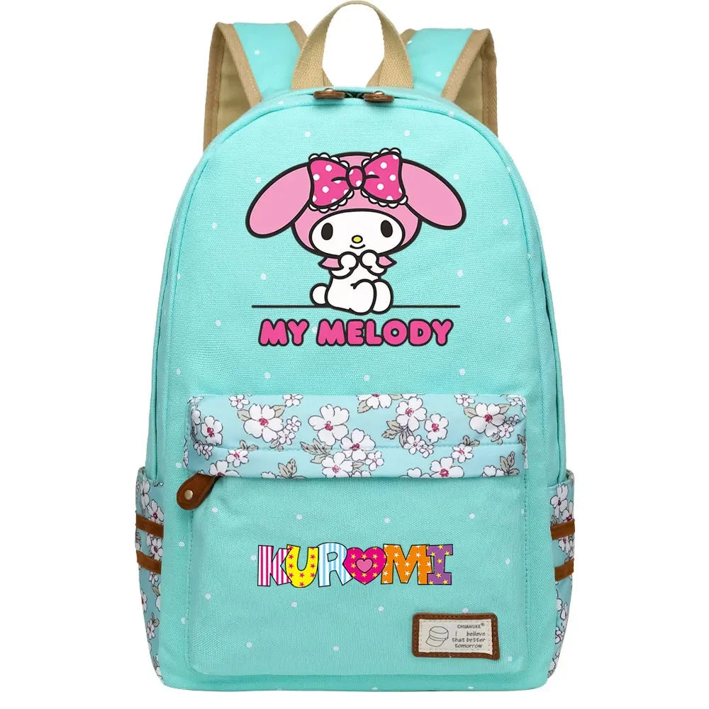 New Kuromi My Melody Boy Girl Kids School Book Bags Women Bagpack Teenagers Schoolbags Canvas Travel Laptop Backpack