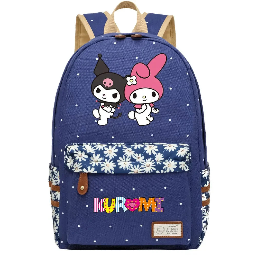 New Kuromi My Melody Boy Girl Kids School Book Bags Women Bagpack Teenagers Schoolbags Canvas Travel Laptop Backpack