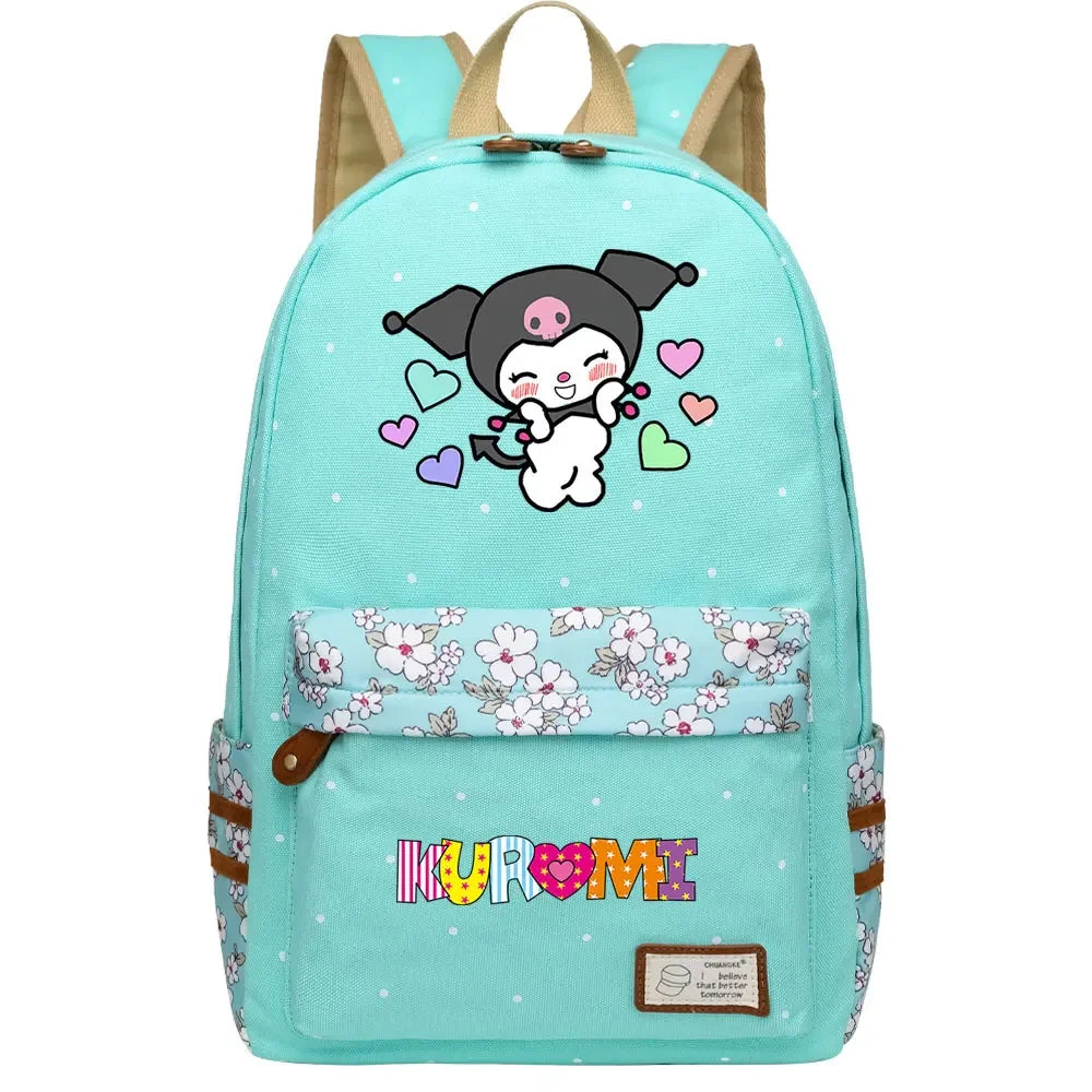 New Kuromi My Melody Boy Girl Kids School Book Bags Women Bagpack Teenagers Schoolbags Canvas Travel Laptop Backpack