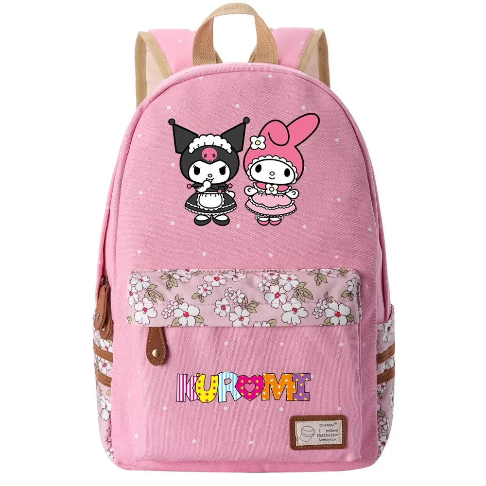 New Kuromi My Melody Boy Girl Kids School Book Bags Women Bagpack Teenagers Schoolbags Canvas Travel Laptop Backpack