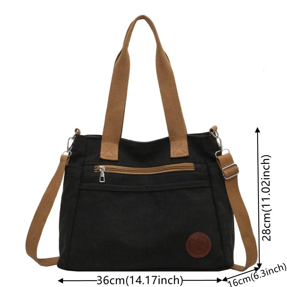 New Ladies Fashion Shoulder Bags For Women Tote Designer Canvas Handbag Zipper Travel Top-Handle Bag
