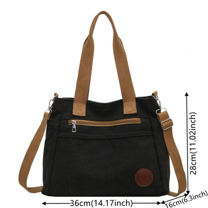 New Ladies Fashion Shoulder Bags For Women Tote Designer Canvas Handbag Zipper Travel Top-Handle Bag