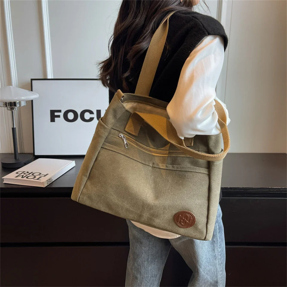New Ladies Fashion Shoulder Bags For Women Tote Designer Canvas Handbag Zipper Travel Top-Handle Bag