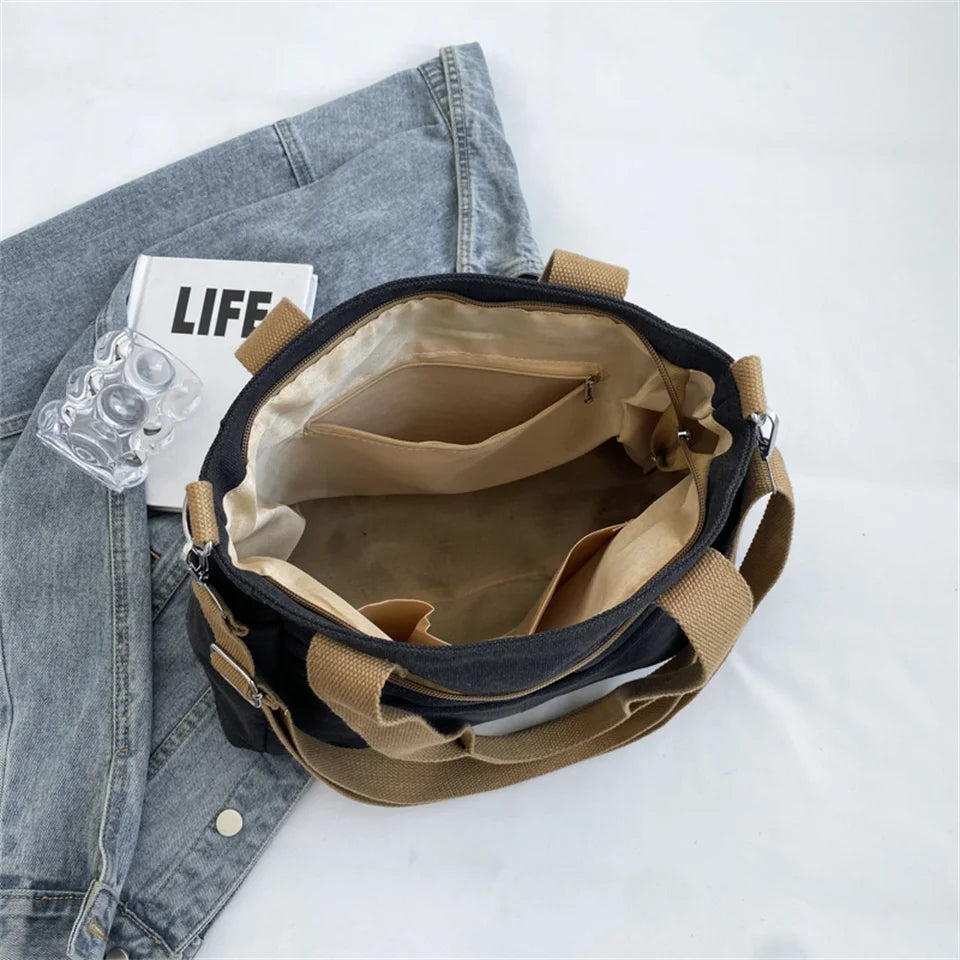 New Ladies Fashion Shoulder Bags For Women Tote Designer Canvas Handbag Zipper Travel Top-Handle Bag