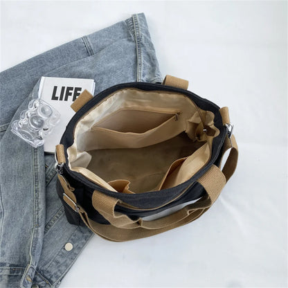 New Ladies Fashion Shoulder Bags For Women Tote Designer Canvas Handbag Zipper Travel Top-Handle Bag
