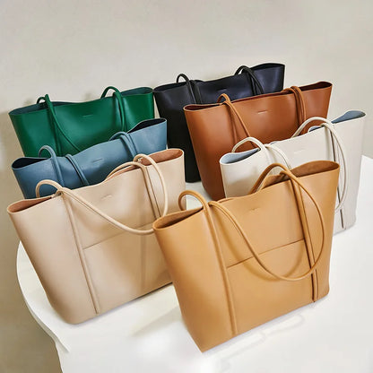 New Ladies Handbag Female Large Capacity Commuter Tote Bag Women's Purses Solid All-match Luxury Genuine Leather Elegant Bolsos