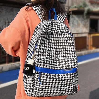 New Lady Cool Plaid School Bag Girl Kawaii Lattice College Backpack Fashion Women Travel Backpack Female Cute Laptop Student Bag