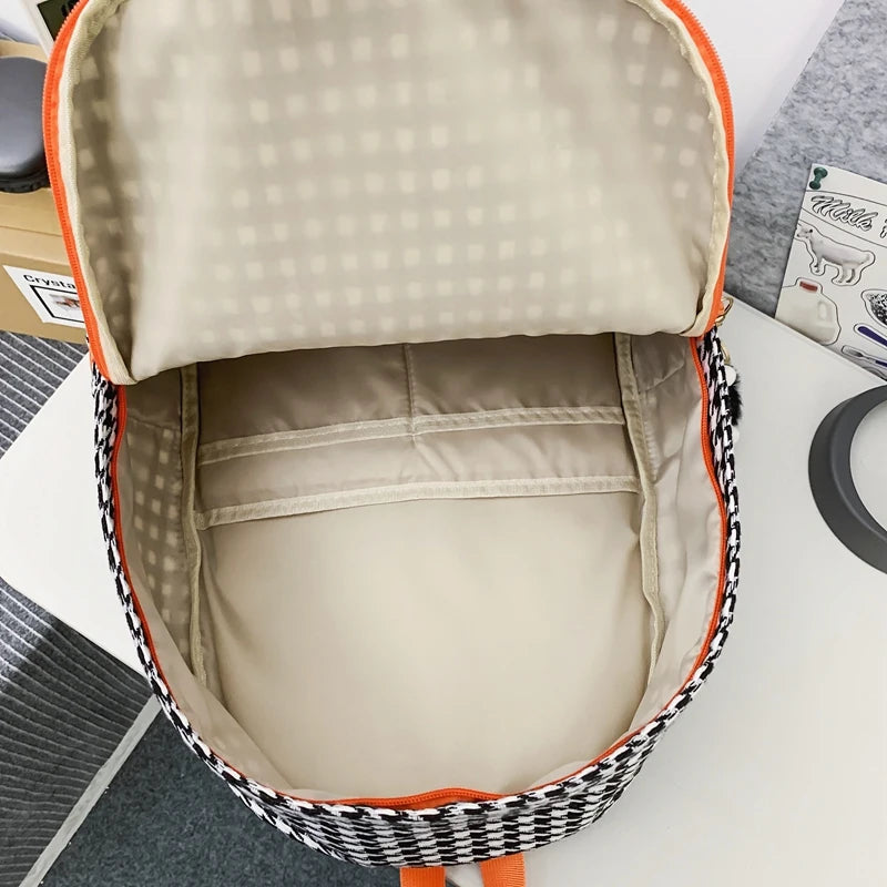 New Lady Cool Plaid School Bag - Thumbnail 5
