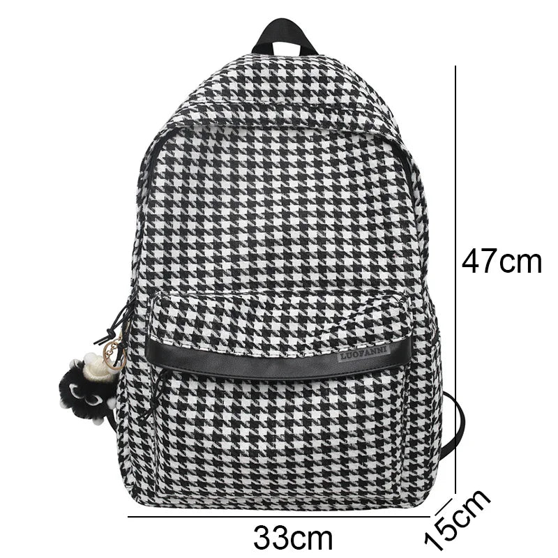 New Lady Cool Plaid School Bag Girl Kawaii Lattice College Backpack Fashion Women Travel Backpack Female Cute Laptop Student Bag