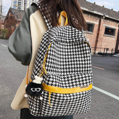 New Lady Cool Plaid School Bag Girl Kawaii Lattice College Backpack Fashion Women Travel Backpack Female Cute Laptop Student Bag