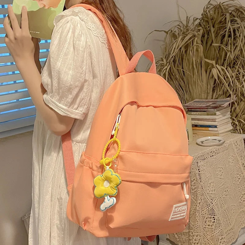 New Lady Kawaii Nylon Book Bag Female Laptop College Backpack Trendy Women Cute Student Backpack Girl Travel School Bags Fashion