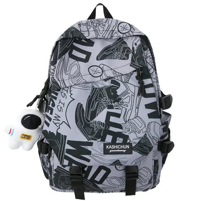 New Lady Male Printing Waterproof School Bag Women Graffiti College Backpack Men Travel Book Girl Boy Laptop Student Bag Fashion