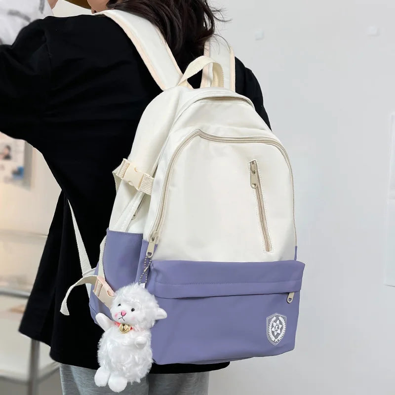 New Lady Purple Student Backpack Girl Travel School Bag Trendy Cool Female College Backpack Fashion Women Laptop Nylon Book Bags