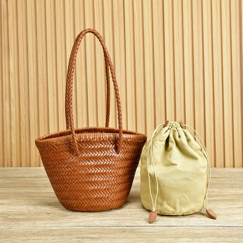New Large Capacity Beach Shopping Bags Luxury Designer Rattan Woven Tote Shoulder Bag Handmade Straw Handbags Travel Purses