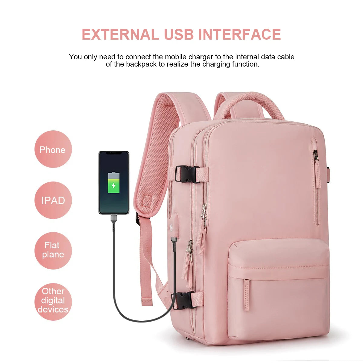 New Large Travel Backpack Men Waterproof 15.6 Inch Notebook Backpack Women 2024 USB Charging Business Backpack Outdoor Mochila