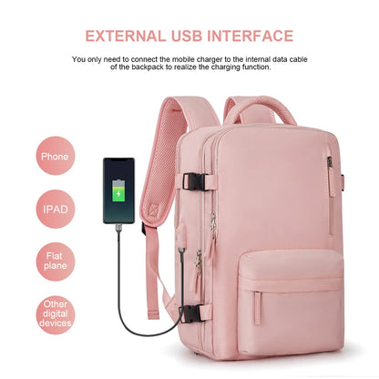 New Large Travel Backpack Men Waterproof 15.6 Inch Notebook Backpack Women 2024 USB Charging Business Backpack Outdoor Mochila