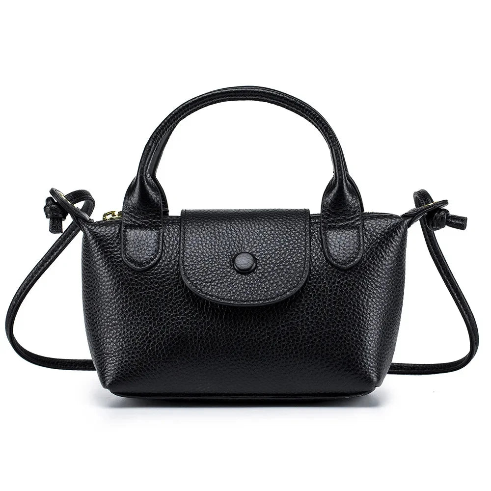 New Leather Cross-body Handbag Mini Head Layer Cowhide Trend One-shoulder Women's Fashion Small Square Hand Carry Bag
