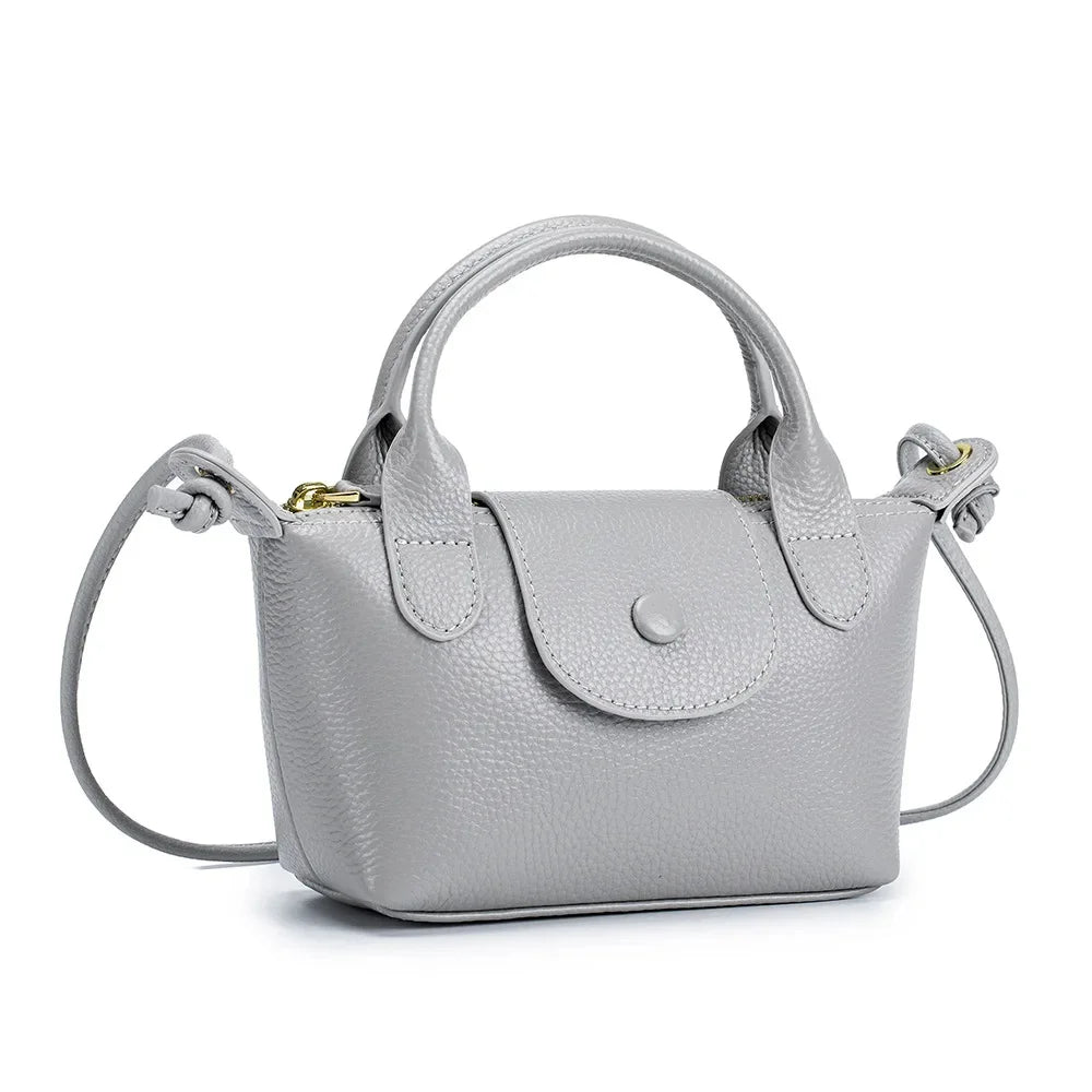 New Leather Cross-body Handbag Mini Head Layer Cowhide Trend One-shoulder Women's Fashion Small Square Hand Carry Bag