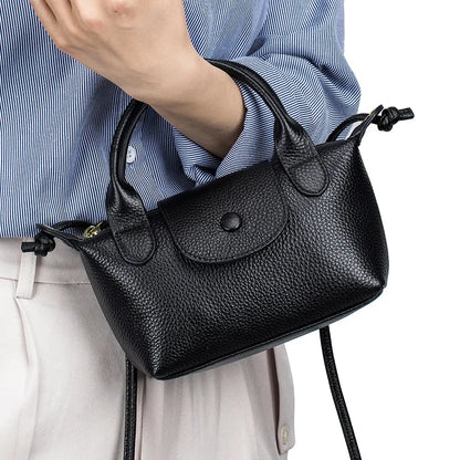 New Leather Cross-body Handbag Mini Head Layer Cowhide Trend One-shoulder Women's Fashion Small Square Hand Carry Bag