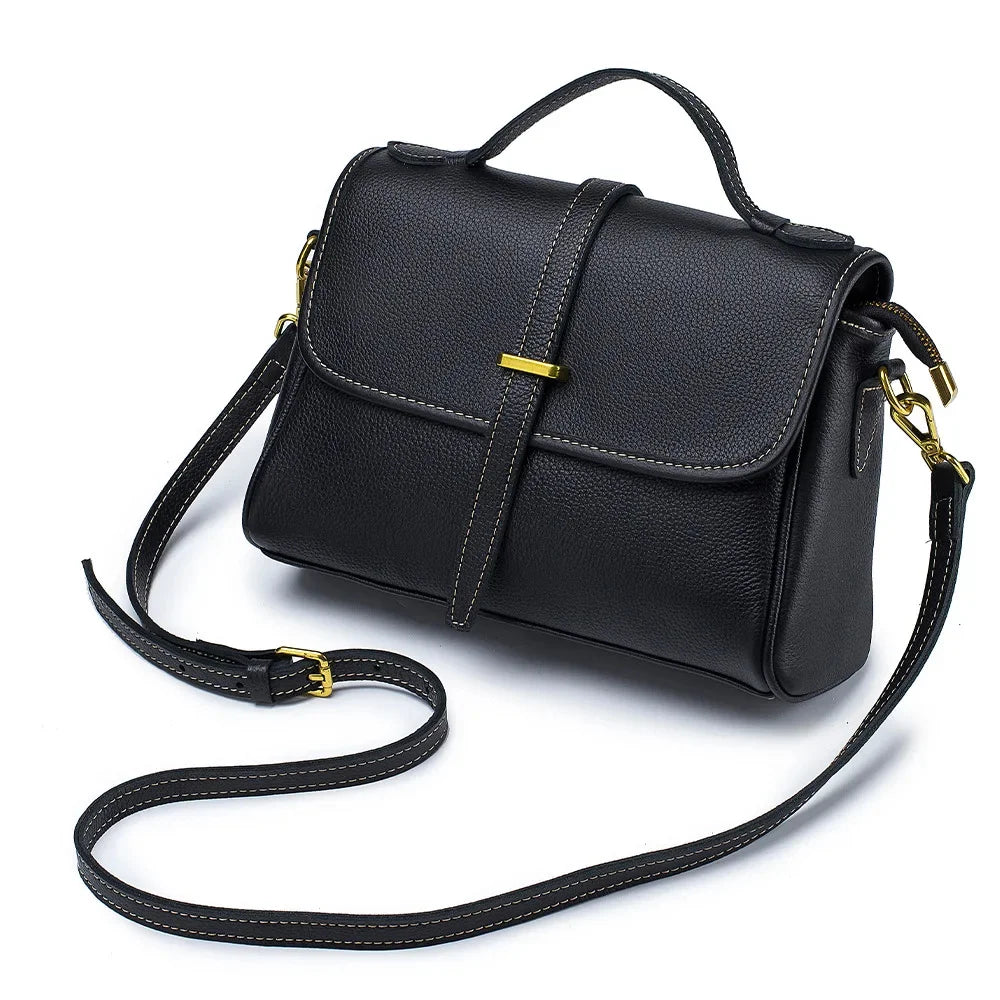 New Leather Handbag Lady Messenger Large Volume Retro Single Shoulder Versatile Diagonal Cross Bag Niche Design