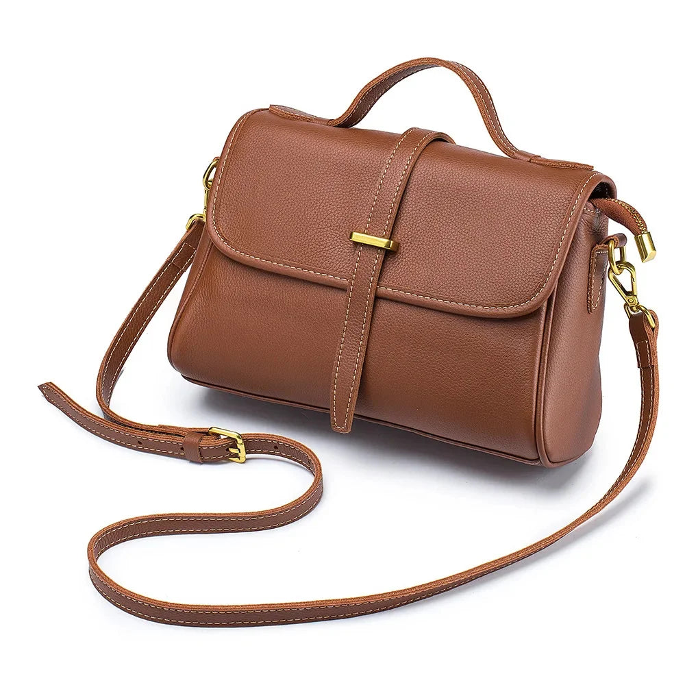 New Leather Handbag Lady Messenger Large Volume Retro Single Shoulder Versatile Diagonal Cross Bag Niche Design