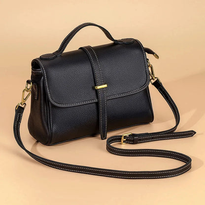 New Leather Handbag Lady Messenger Large Volume Retro Single Shoulder Versatile Diagonal Cross Bag Niche Design