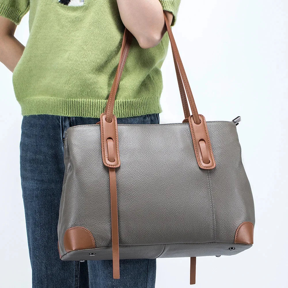 New Leather Handbag Large Capacity Tote Commuting Fashion Female Omnibus Single Shoulder Bag Tide