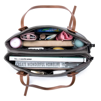 New Leather Handbag Large Capacity Tote Commuting Fashion Female Omnibus Single Shoulder Bag Tide