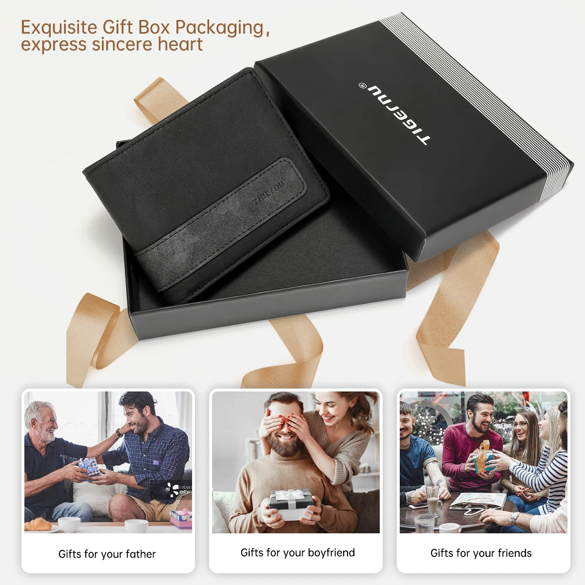 New Leather Multiple Pockets Short Wallet For Men's Gift Thin Small Purse For Men With Gift Box Packaging Casual Card Holder