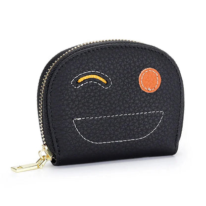 New Leather Women's Ultra-thin Contrast Color Zipper Card Holder Bag Multi-card Slot Creation Document Coin Purse